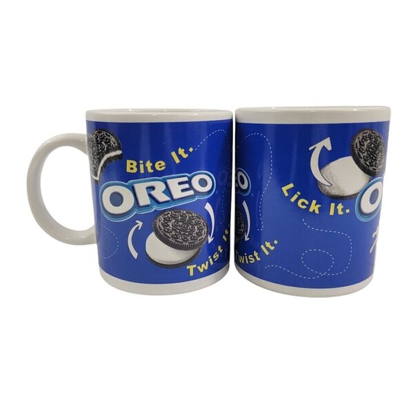 Oreo Cookie - Bite It Twist It Lick It - 14 Oz Ceramic Mugs Cups - Set of 2 - Picture 2 of 16